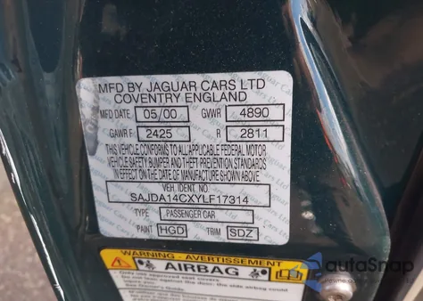 2000 Jaguar Xj8 from USA, damaged, VIN SAJDA14CXYLF17314